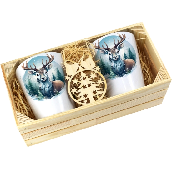 PREZENT ŚWIĄTECZNY ZESTAW KUBKÓW LATTE W SKRZYNCE KUBKI MIKOŁAJ NA ŚWIĘTA