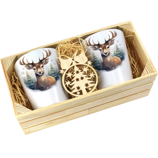 PREZENT ŚWIĄTECZNY ZESTAW KUBKÓW LATTE W SKRZYNCE KUBKI MIKOŁAJ NA ŚWIĘTA