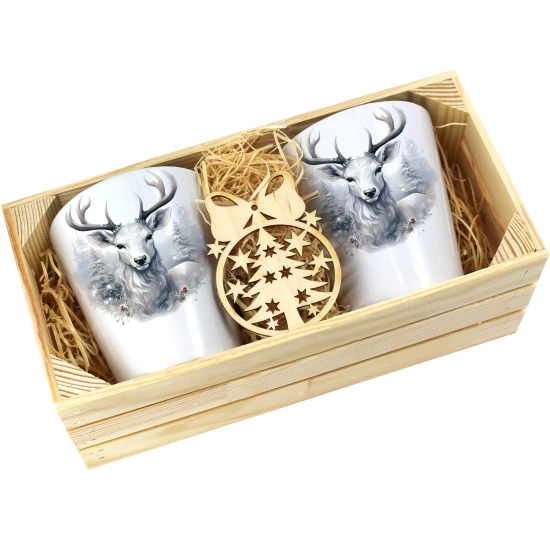 PREZENT ŚWIĄTECZNY ZESTAW KUBKÓW LATTE W SKRZYNCE KUBKI MIKOŁAJ NA ŚWIĘTA