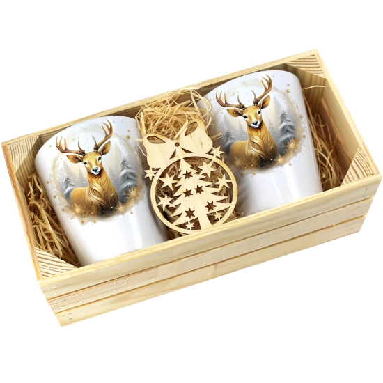 PREZENT ŚWIĄTECZNY ZESTAW KUBKÓW LATTE W SKRZYNCE KUBKI MIKOŁAJ NA ŚWIĘTA