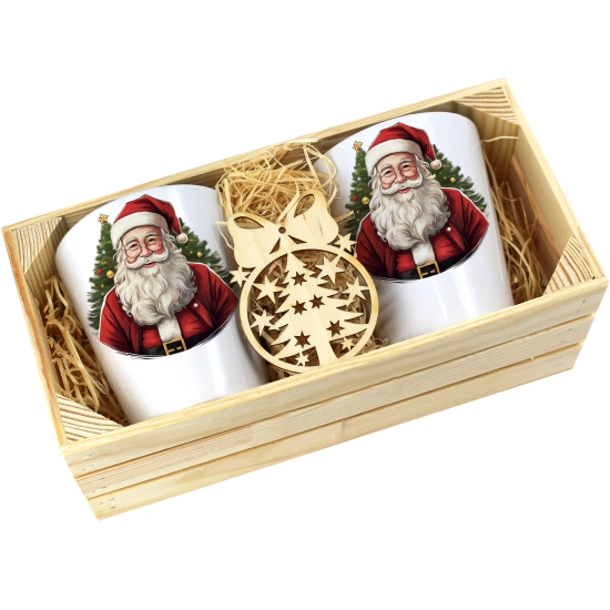 PREZENT ŚWIĄTECZNY ZESTAW KUBKÓW LATTE W SKRZYNCE KUBKI MIKOŁAJ NA ŚWIĘTA