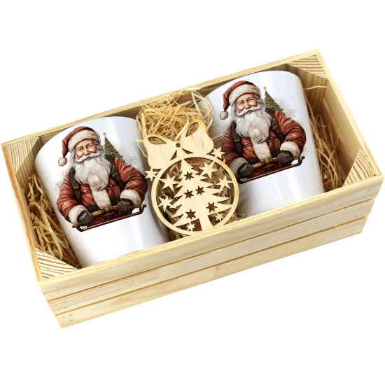 PREZENT ŚWIĄTECZNY ZESTAW KUBKÓW LATTE W SKRZYNCE KUBKI MIKOŁAJ NA ŚWIĘTA