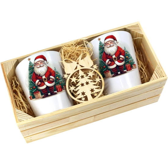 PREZENT ŚWIĄTECZNY ZESTAW KUBKÓW LATTE W SKRZYNCE KUBKI MIKOŁAJ NA ŚWIĘTA