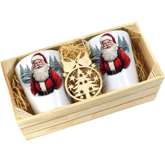 PREZENT ŚWIĄTECZNY ZESTAW KUBKÓW LATTE W SKRZYNCE KUBKI MIKOŁAJ NA ŚWIĘTA