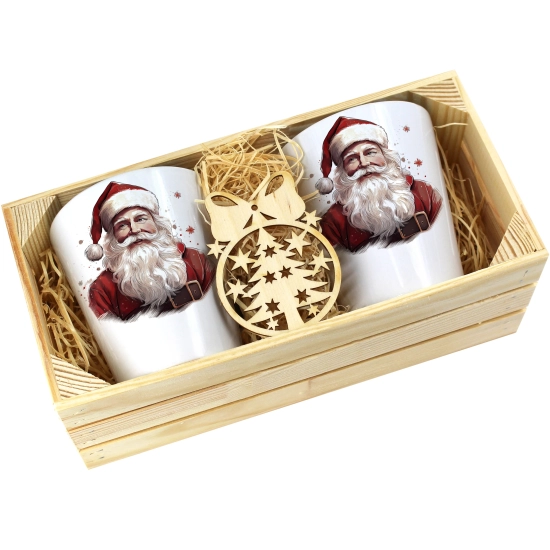 PREZENT ŚWIĄTECZNY ZESTAW KUBKÓW LATTE W SKRZYNCE KUBKI MIKOŁAJ NA ŚWIĘTA