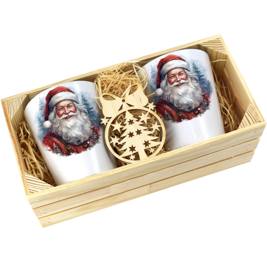 PREZENT ŚWIĄTECZNY ZESTAW KUBKÓW LATTE W SKRZYNCE KUBKI MIKOŁAJ NA ŚWIĘTA