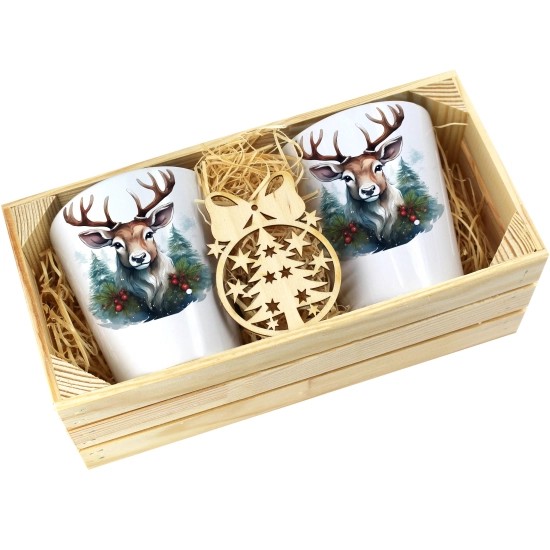 PREZENT ŚWIĄTECZNY ZESTAW KUBKÓW LATTE W SKRZYNCE KUBKI MIKOŁAJ NA ŚWIĘTA