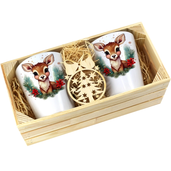 PREZENT ŚWIĄTECZNY ZESTAW KUBKÓW LATTE W SKRZYNCE KUBKI MIKOŁAJ NA ŚWIĘTA