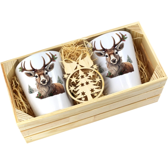 PREZENT ŚWIĄTECZNY ZESTAW KUBKÓW LATTE W SKRZYNCE KUBKI MIKOŁAJ NA ŚWIĘTA