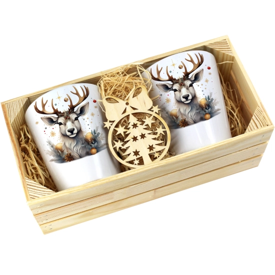 PREZENT ŚWIĄTECZNY ZESTAW KUBKÓW LATTE W SKRZYNCE KUBKI MIKOŁAJ NA ŚWIĘTA