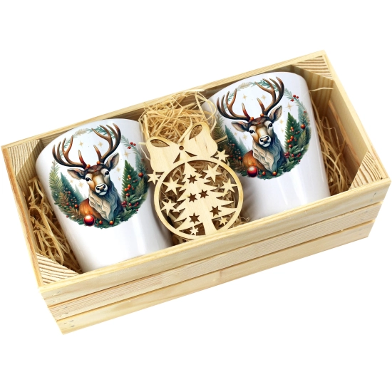 PREZENT ŚWIĄTECZNY ZESTAW KUBKÓW LATTE W SKRZYNCE KUBKI MIKOŁAJ NA ŚWIĘTA