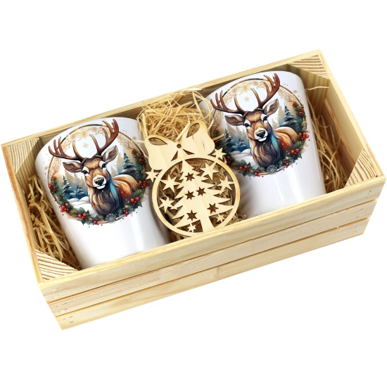 PREZENT ŚWIĄTECZNY ZESTAW KUBKÓW LATTE W SKRZYNCE KUBKI MIKOŁAJ NA ŚWIĘTA