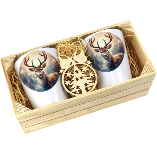 PREZENT ŚWIĄTECZNY ZESTAW KUBKÓW LATTE W SKRZYNCE KUBKI MIKOŁAJ NA ŚWIĘTA