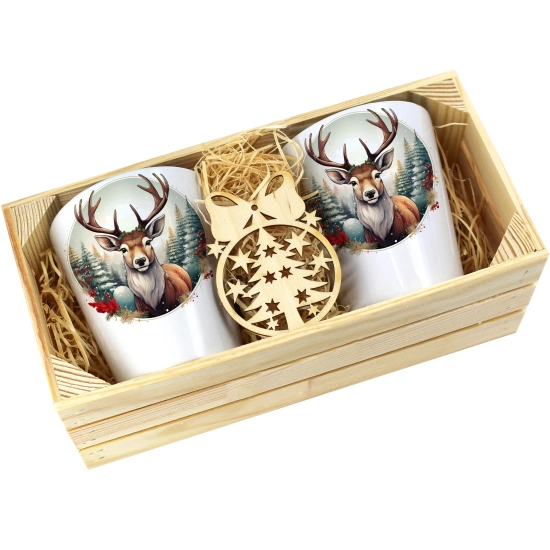 PREZENT ŚWIĄTECZNY ZESTAW KUBKÓW LATTE W SKRZYNCE KUBKI MIKOŁAJ NA ŚWIĘTA