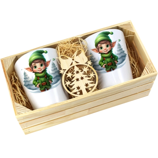 PREZENT ŚWIĄTECZNY ZESTAW KUBKÓW LATTE W SKRZYNCE KUBKI MIKOŁAJ NA ŚWIĘTA