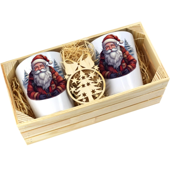 PREZENT ŚWIĄTECZNY ZESTAW KUBKÓW LATTE W SKRZYNCE KUBKI MIKOŁAJ NA ŚWIĘTA