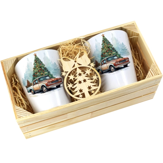 PREZENT ŚWIĄTECZNY ZESTAW KUBKÓW LATTE W SKRZYNCE KUBKI MIKOŁAJ NA ŚWIĘTA