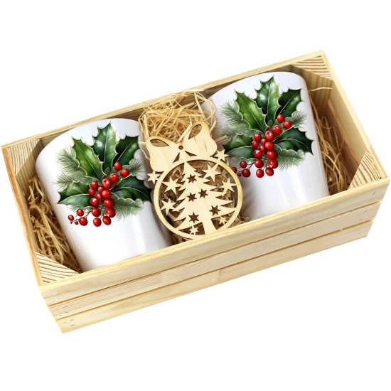 PREZENT ŚWIĄTECZNY ZESTAW KUBKÓW LATTE W SKRZYNCE KUBKI MIKOŁAJ NA ŚWIĘTA