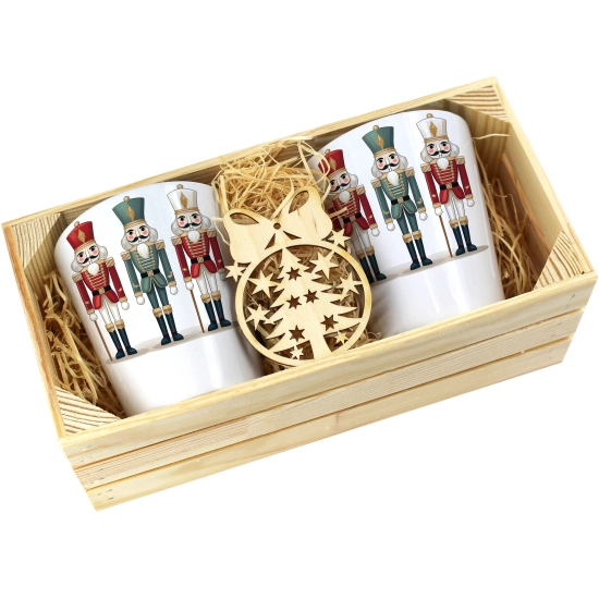 PREZENT ŚWIĄTECZNY ZESTAW KUBKÓW LATTE W SKRZYNCE KUBKI MIKOŁAJ NA ŚWIĘTA