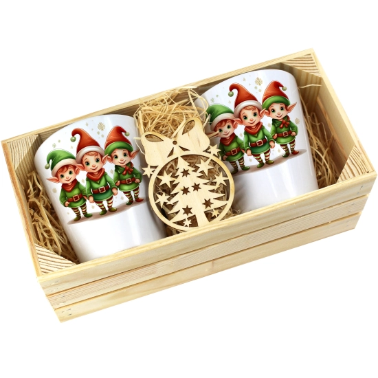 PREZENT ŚWIĄTECZNY ZESTAW KUBKÓW LATTE W SKRZYNCE KUBKI MIKOŁAJ NA ŚWIĘTA