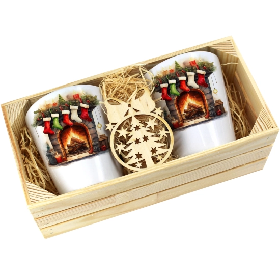 PREZENT ŚWIĄTECZNY ZESTAW KUBKÓW LATTE W SKRZYNCE KUBKI MIKOŁAJ NA ŚWIĘTA