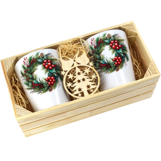 PREZENT ŚWIĄTECZNY ZESTAW KUBKÓW LATTE W SKRZYNCE KUBKI MIKOŁAJ NA ŚWIĘTA