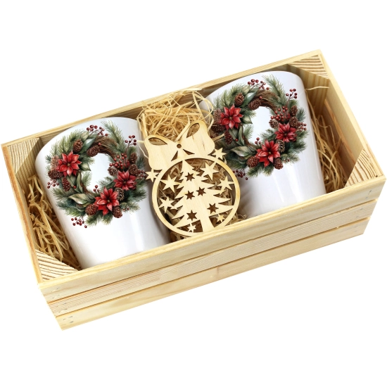 PREZENT ŚWIĄTECZNY ZESTAW KUBKÓW LATTE W SKRZYNCE KUBKI MIKOŁAJ NA ŚWIĘTA