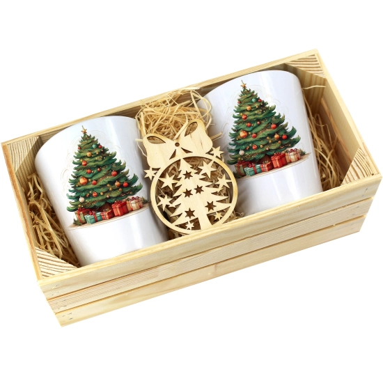 PREZENT ŚWIĄTECZNY ZESTAW KUBKÓW LATTE W SKRZYNCE KUBKI MIKOŁAJ NA ŚWIĘTA