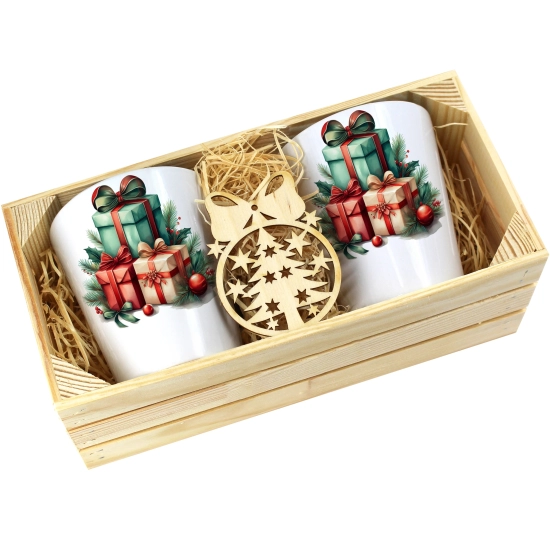 PREZENT ŚWIĄTECZNY ZESTAW KUBKÓW LATTE W SKRZYNCE KUBKI MIKOŁAJ NA ŚWIĘTA