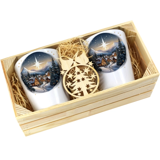 PREZENT ŚWIĄTECZNY ZESTAW KUBKÓW LATTE W SKRZYNCE KUBKI MIKOŁAJ NA ŚWIĘTA