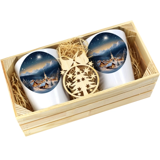 PREZENT ŚWIĄTECZNY ZESTAW KUBKÓW LATTE W SKRZYNCE KUBKI MIKOŁAJ NA ŚWIĘTA