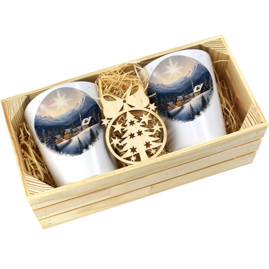 PREZENT ŚWIĄTECZNY ZESTAW KUBKÓW LATTE W SKRZYNCE KUBKI MIKOŁAJ NA ŚWIĘTA