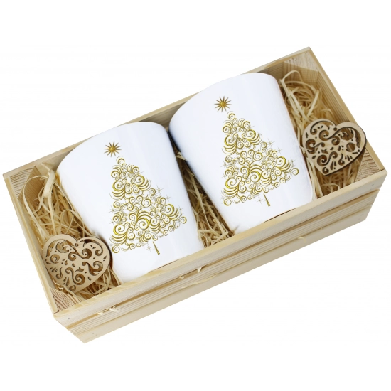 PREZENT ŚWIĄTECZNY ZESTAW KUBKÓW LATTE W SKRZYNCE