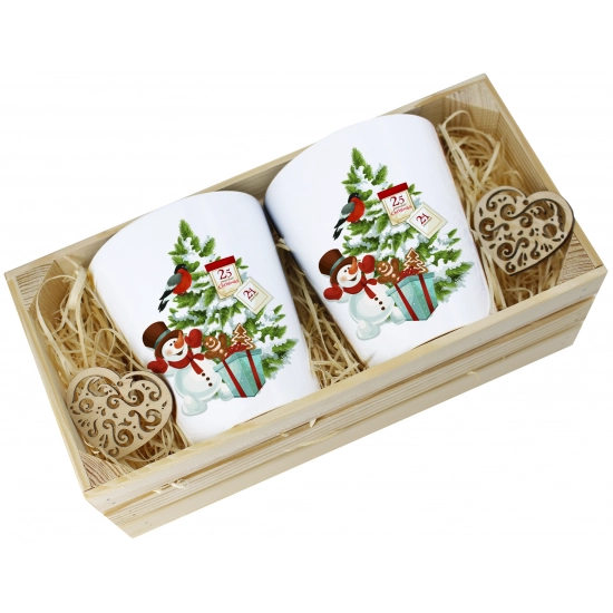 PREZENT ŚWIĄTECZNY ZESTAW KUBKÓW LATTE W SKRZYNCE