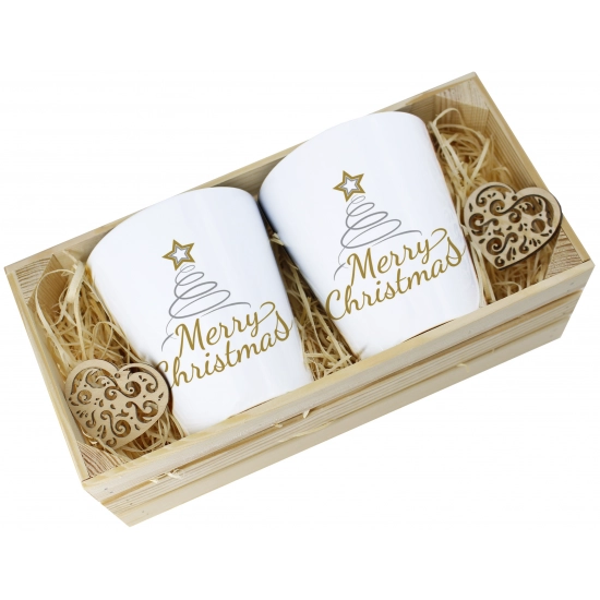 PREZENT ŚWIĄTECZNY ZESTAW KUBKÓW LATTE W SKRZYNCE