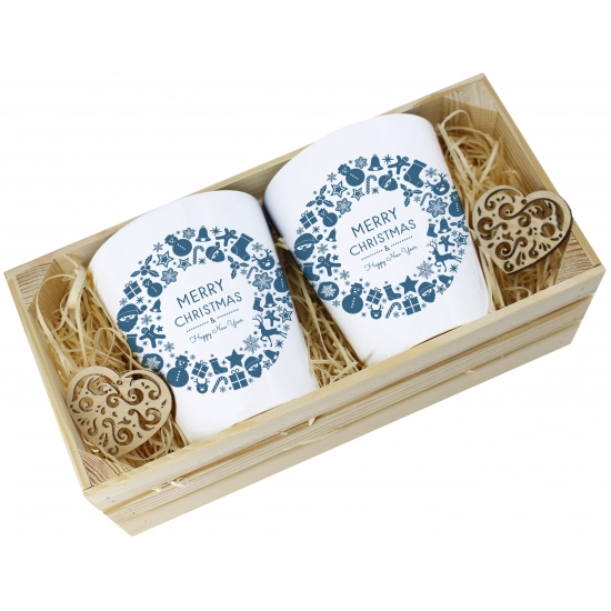 PREZENT ŚWIĄTECZNY ZESTAW KUBKÓW LATTE W SKRZYNCE