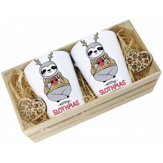 PREZENT ŚWIĄTECZNY ZESTAW KUBKÓW LATTE W SKRZYNCE