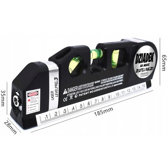 PREZENT NA DZIEŃ DZIADKA POZIOMICA LASEROWA Z MIARKĄ 250cm LASER DZIADEK