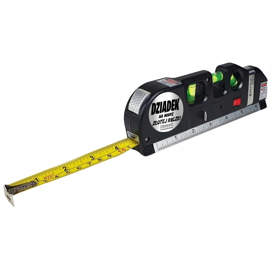 PREZENT NA DZIEŃ DZIADKA POZIOMICA LASEROWA Z MIARKĄ 250cm LASER DZIADEK