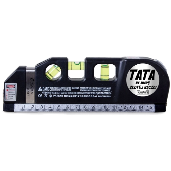 PREZENT DLA TATY NA DZIEŃ OJCA POZIOMICA LASEROWA Z MIARKĄ 250cm LASER TATA