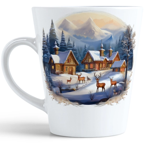 ŚWIĄTECZNY KUBEK LATTE 330ml PREZENT ŚWIĘTA ZIMOWY RENIFER JELEŃ MIKOŁAJ