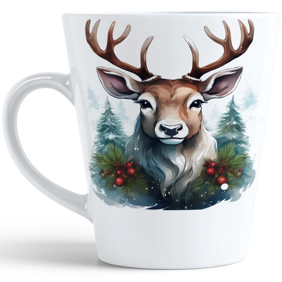 ŚWIĄTECZNY KUBEK LATTE 330ml PREZENT ŚWIĘTA ZIMOWY RENIFER JELEŃ MIKOŁAJ