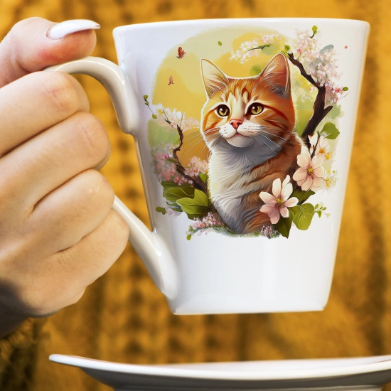 WIOSENNY WIELKANOCNY KUBEK LATTE 330ml PREZENT WIOSNA KOT