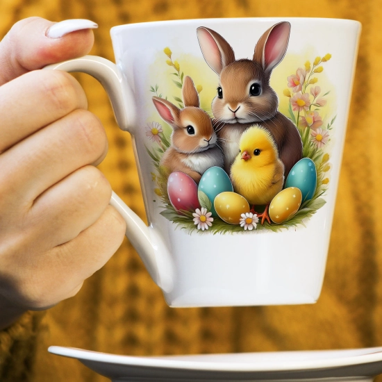 WIOSENNY WIELKANOCNY KUBEK LATTE 330ml PREZENT WIOSNA PISANKI ZAJĄCZEK