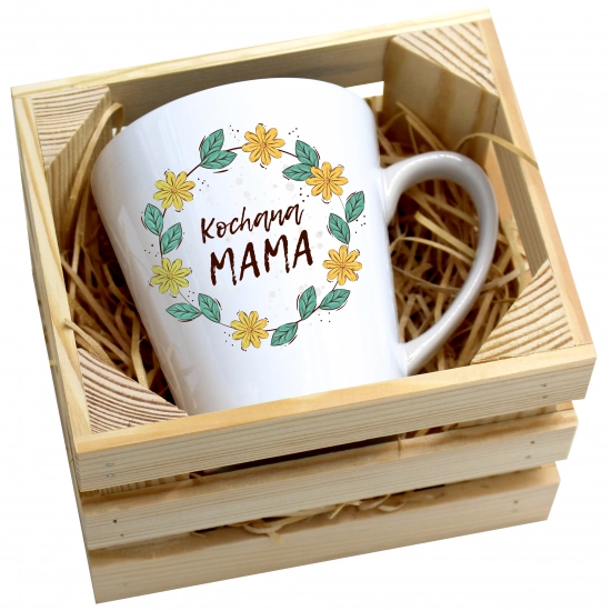 KUBEK LATTE 330ml W SKRZYNCE DLA MAMY PREZENT DZIEŃ MATKI MAMA MAMUSIA