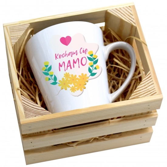 KUBEK LATTE 330ml W SKRZYNCE DLA MAMY PREZENT DZIEŃ MATKI MAMA MAMUSIA