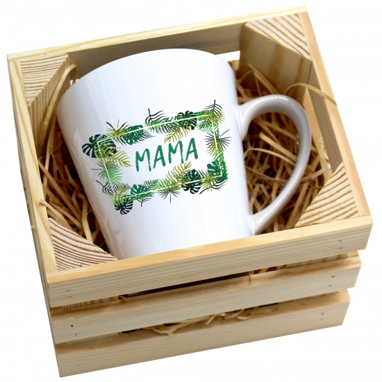 KUBEK LATTE 330ml W SKRZYNCE DLA MAMY PREZENT DZIEŃ MATKI MAMA MAMUSIA