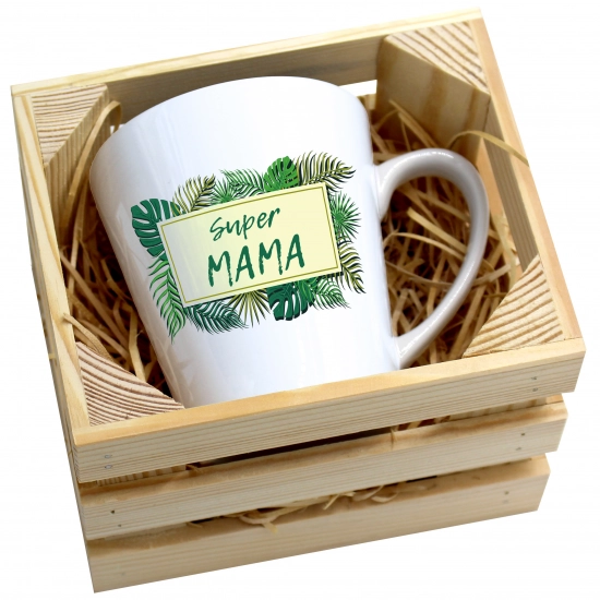KUBEK LATTE 330ml W SKRZYNCE DLA MAMY PREZENT DZIEŃ MATKI MAMA MAMUSIA