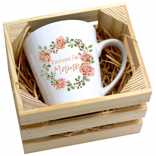 KUBEK LATTE 330ml W SKRZYNCE DLA MAMY PREZENT DZIEŃ MATKI MAMA MAMUSIA