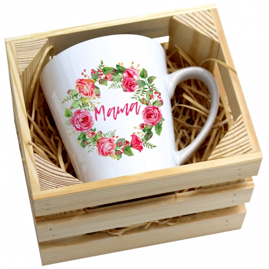 KUBEK LATTE 330ml W SKRZYNCE DLA MAMY PREZENT DZIEŃ MATKI MAMA MAMUSIA